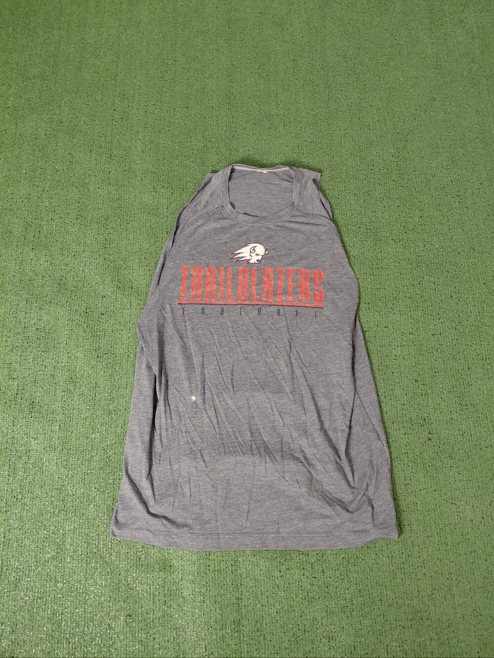 Trailblazers Football Buffalo Bison Heather Gray Sports Cutoff Sz Large